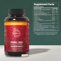 Back view of Primal Liver bottle showing label information