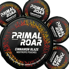 Primal Prelude Primal Roar Cinnamon Blaze can for stimulant-free focus and mental clarity.
