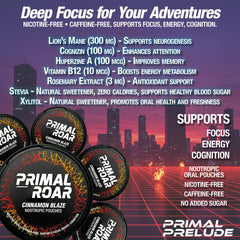 Primal Prelude Primal Roar pouch used discreetly at gym or desk for steady cognitive support.