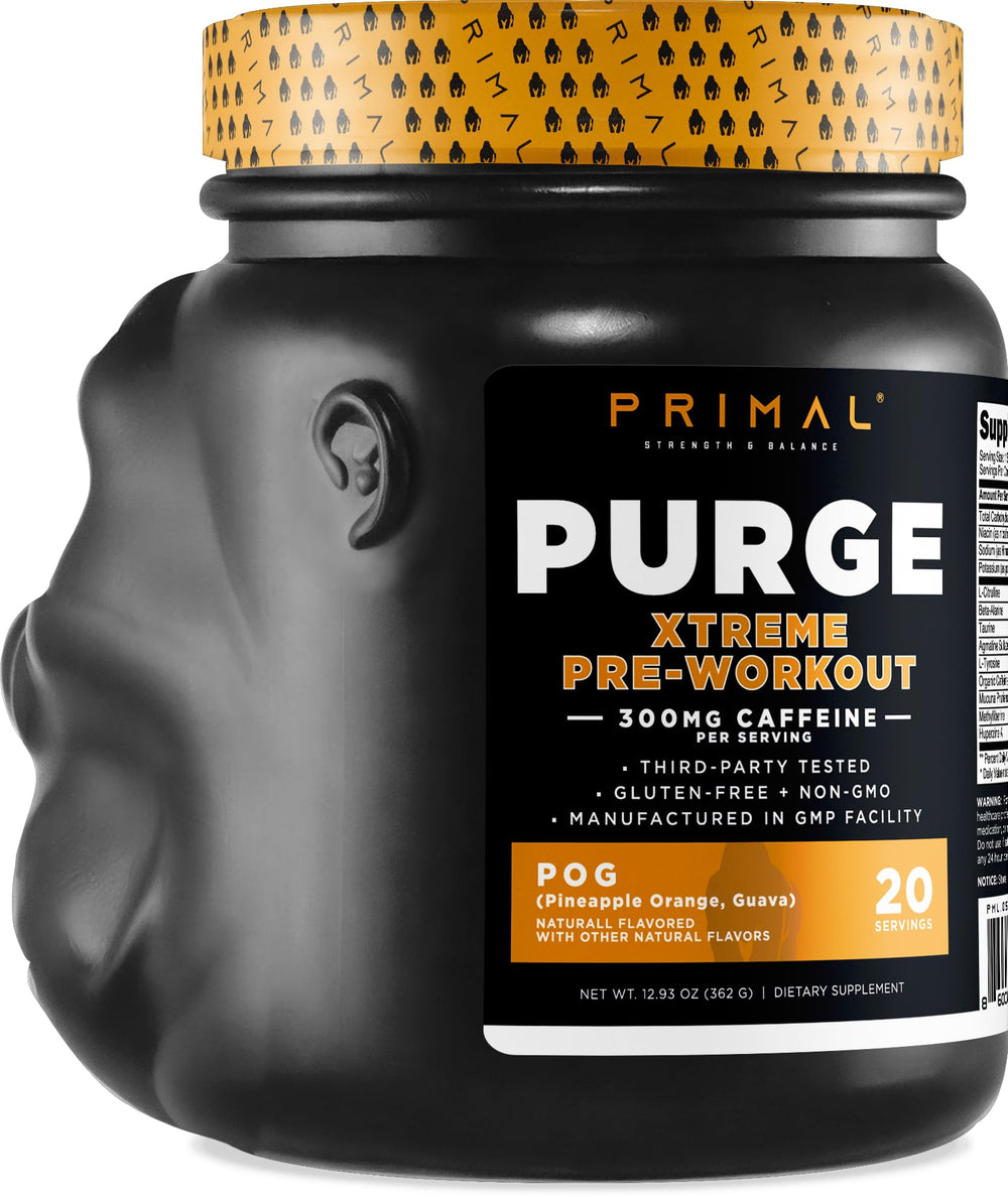 Product label and supplement facts for Primal Purge Xtreme