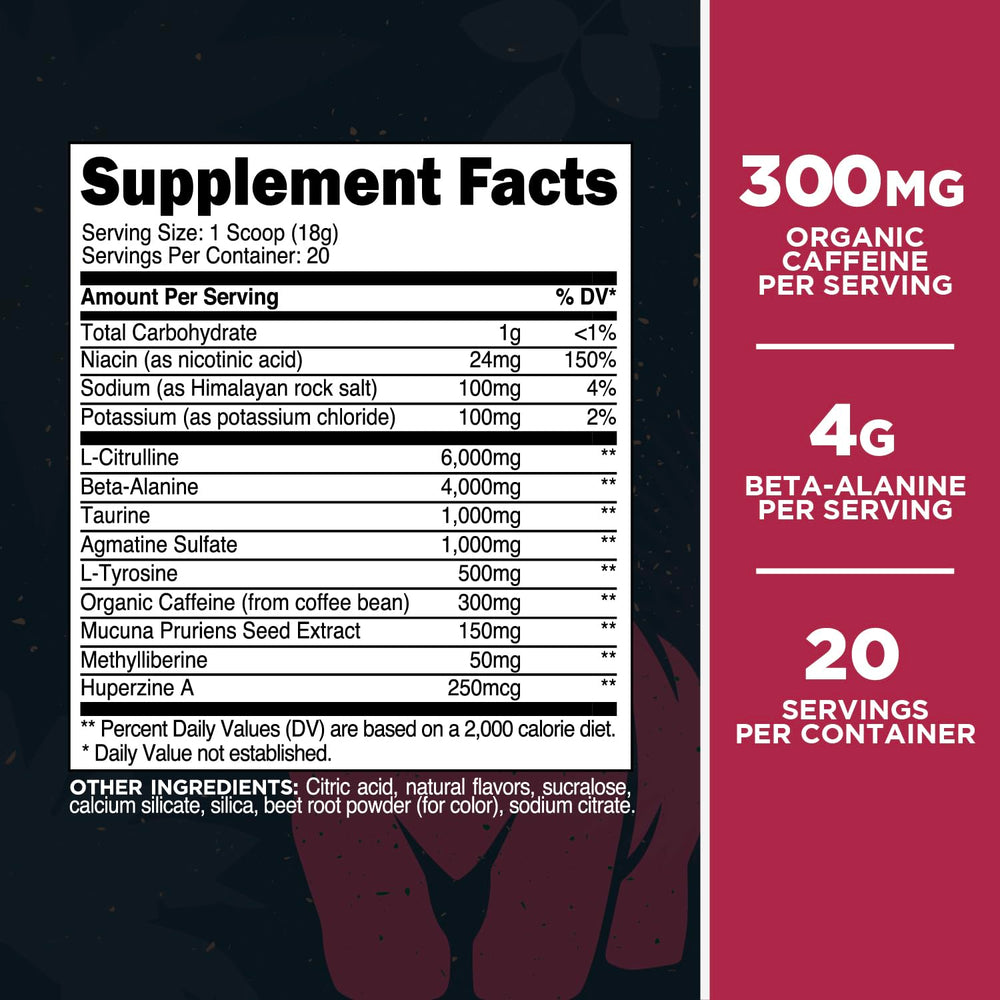 Primal Purge Xtreme Raspberry Lemonade label details