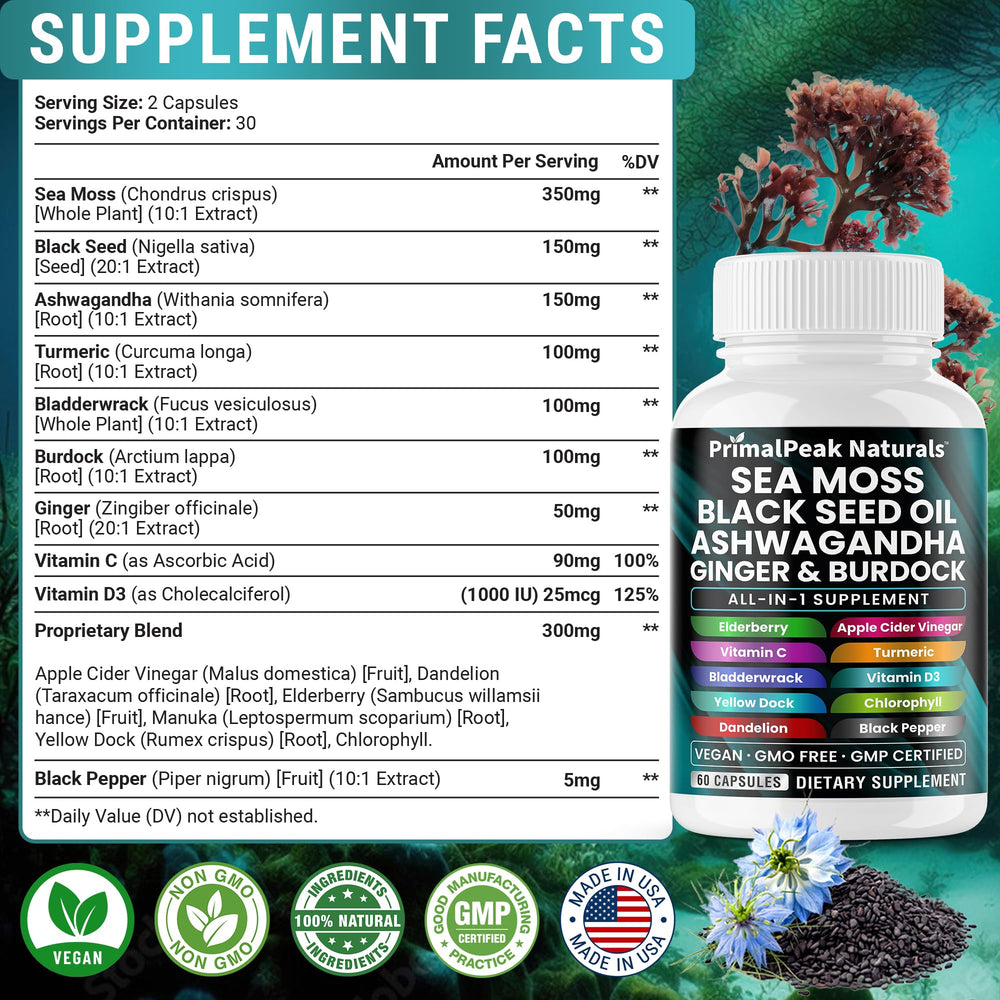 Ingredients include Apple Cider Vinegar, Elderberry, Chlorophyll, Dandelion and Yellow Dock