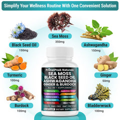 Capsules featuring Ashwagandha, Turmeric, Ginger, Bladderwrack and Burdock