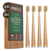 PRIMALS Boar Bristle & Bamboo Toothbrush 4-Pack - front view