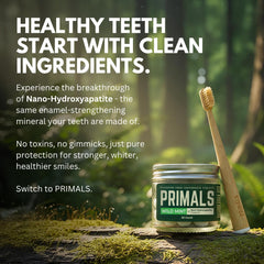 Eco-friendly packaging and minimal waste design for PRIMALS toothpaste tablets