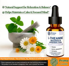 2 oz bottle of Prime Code L-Theanine Liquid