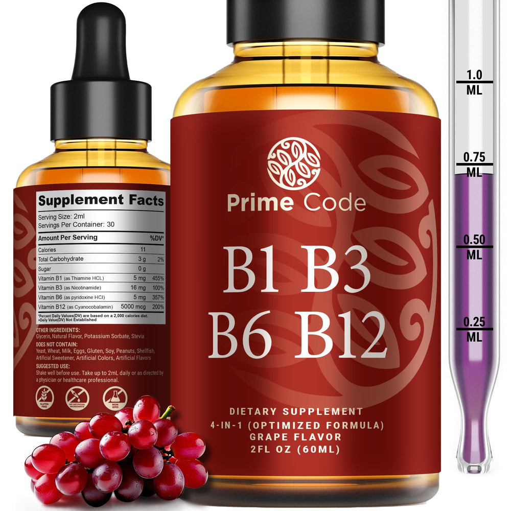 Prime Code Liquid Vitamin B1 Drops bottle on white background