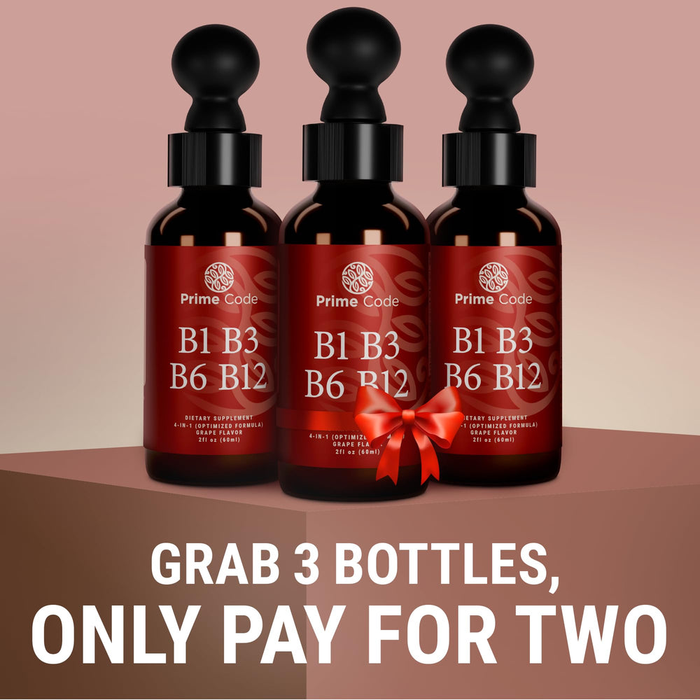 Nutrition facts panel for Prime Code B complex liquid drops