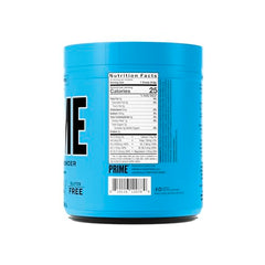 Serving of PRIME Hydration+ Blue Raspberry powder mixed in a glass