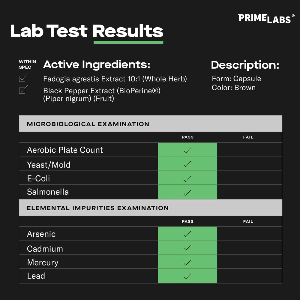 Front view of Prime Labs Fadogia Agrestis bottle