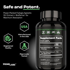 Third-party testing seal on Prime Labs product