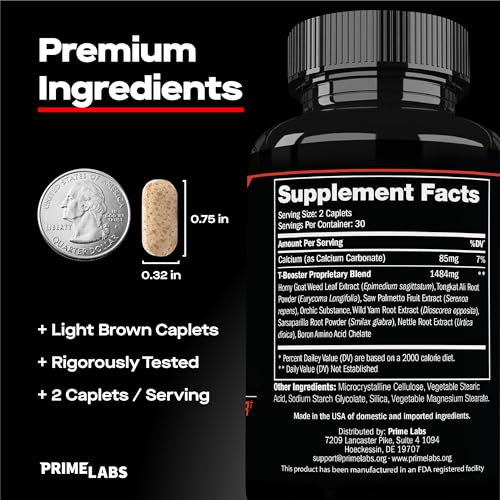Two caplets of Prime Test supplement