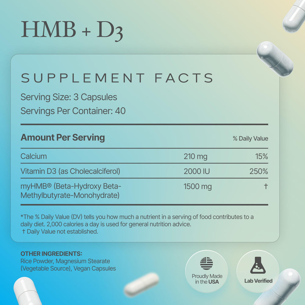 Serving guidance showing 1500 mg HMB per dose