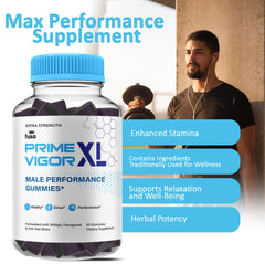 Close-up of Prime Vigor XL Gummies showing texture