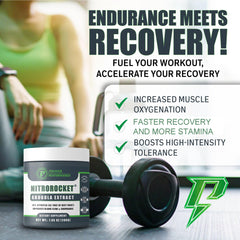 Primed Performance NitroRocket powder dissolving in water for easy daily use.