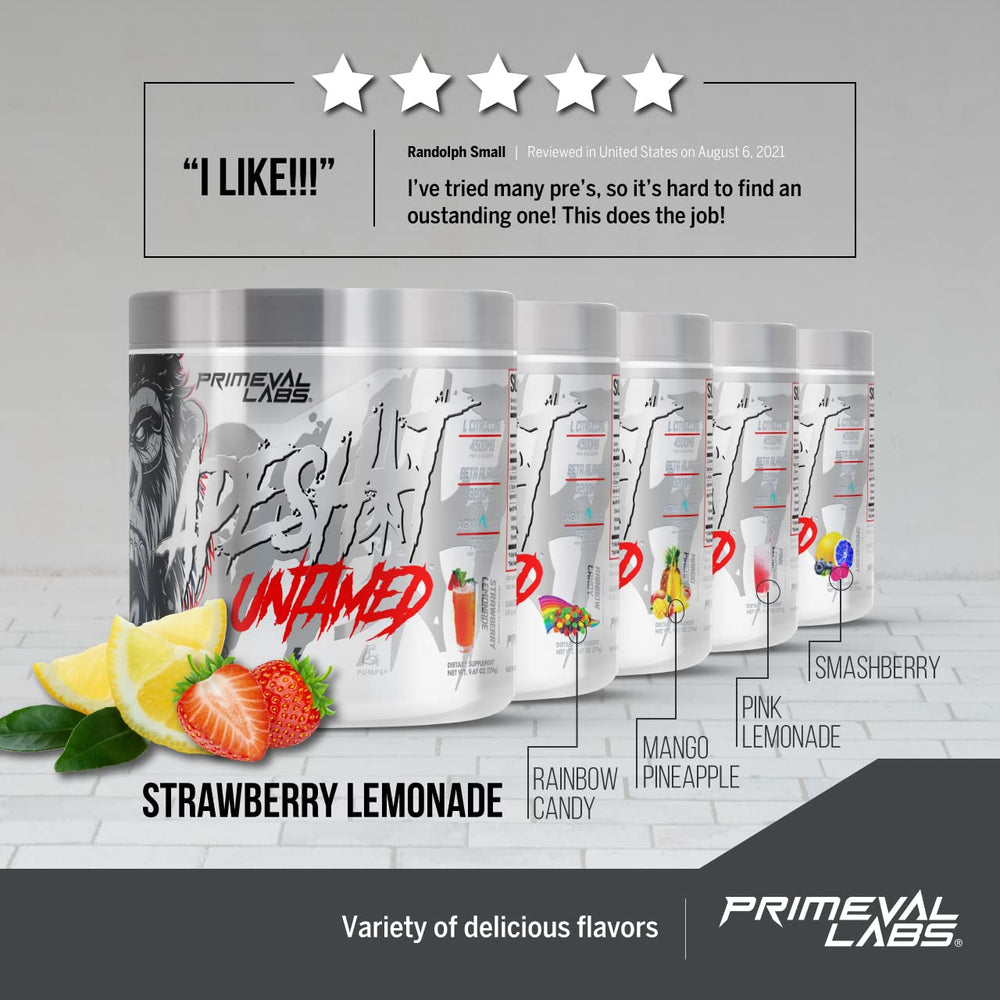 Primeval Labs Ape Untamed beta-alanine-crystal-closeup hints at endurance-friendly formulation.