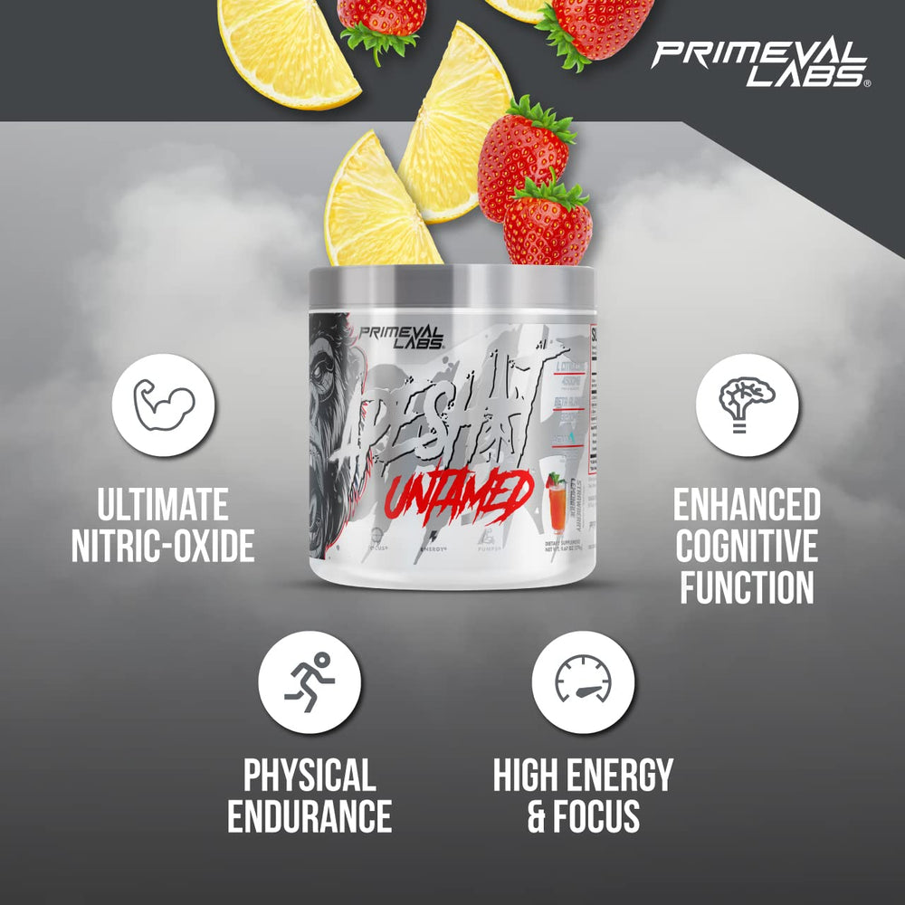 Primeval Labs Ape Untamed bottle-open-closeup captures packaging and on-the-go pre-workout convenience.