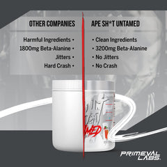 Primeval Labs Ape Untamed ingredient-closeup features L-Citrulline indicating nitric-oxide support.