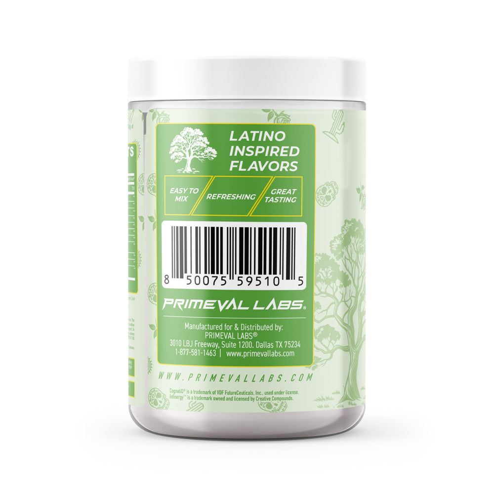 Primeval Labs PRE Pepino Limon label highlights Latin-inspired flavor.