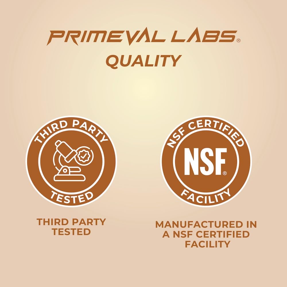 Primeval Labs Pure Whey nutrition facts label emphasizing clean macros and protein content