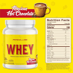 Primeval Labs Pure Whey Protein Concentrate easy-mix texture demonstrated in glass