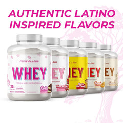 Primeval Labs Pure Whey packaging display emphasizes premium protein blend