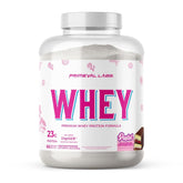 Primeval Labs Pure Whey protein concentrate scoop shows high protein per serving for workouts