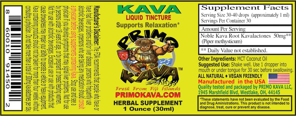 Kava extract and MCT coconut oil ingredients