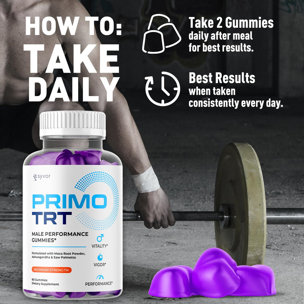 Lifestyle scene featuring PrimoTRT Gummies for active men
