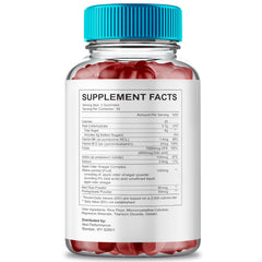 Close-up of Primo TRT Gummies bottle and gummies