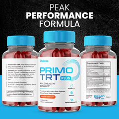 Primo TRT Gummies label close-up showing ingredients