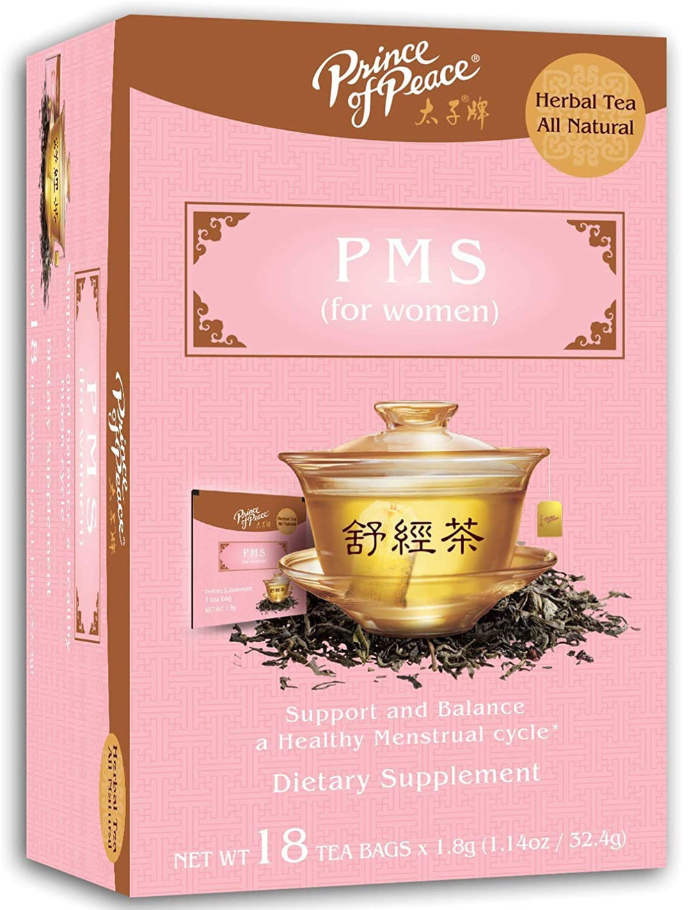Box of Prince of Peace PMS Tea with 18 herbal tea bags