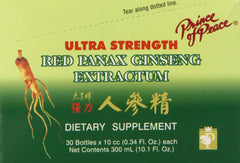 High-quality ingredients label for Prince of Peace ginseng supplement