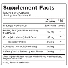 Neuroptene ingredients including bilberry, saffron, niacinamide and CoQ10