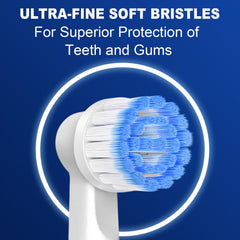 Rounded brush head designed for precise coverage on Oral-B toothbrush