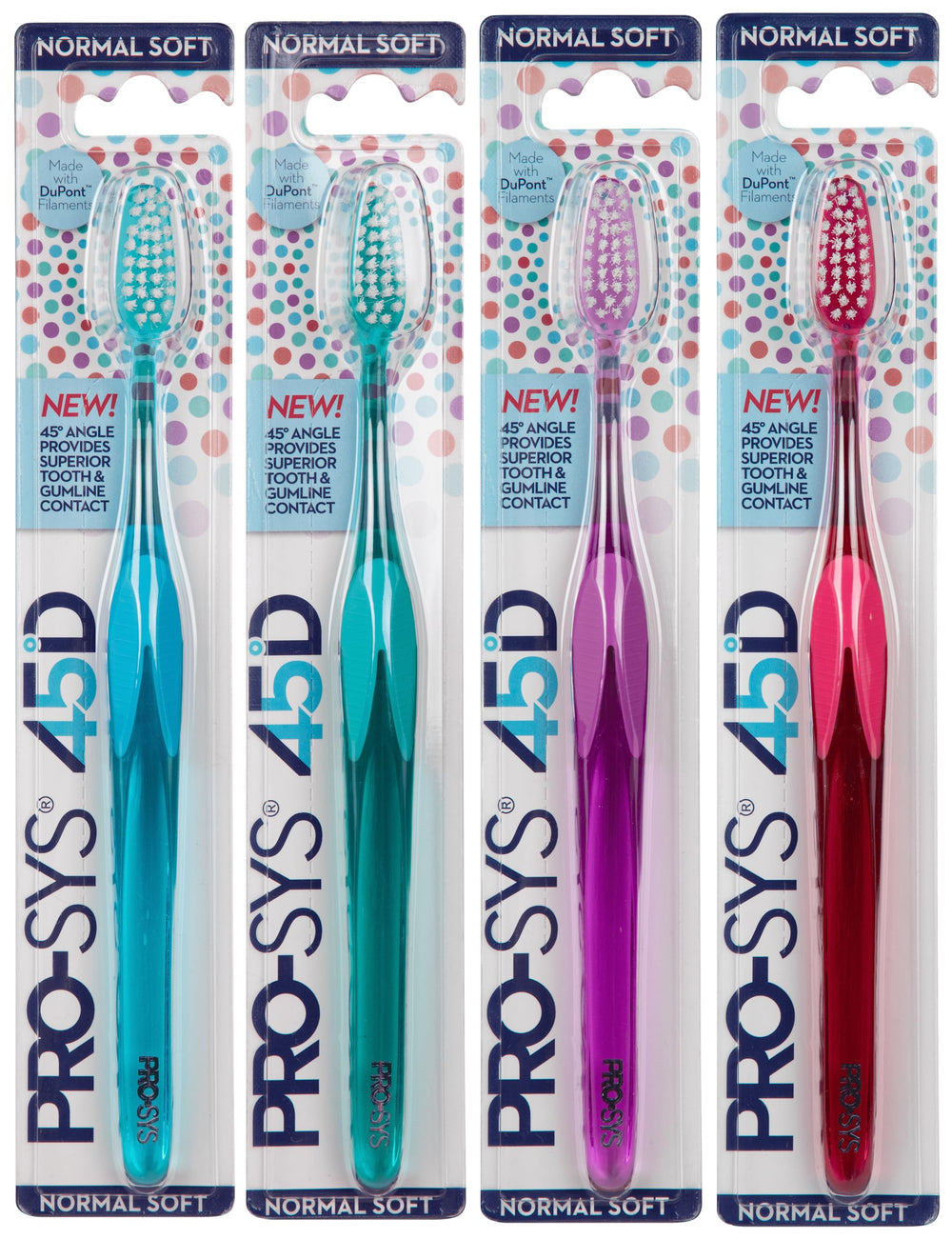 PRO-SYS 45D toothbrush 4-pack front view