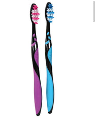 Close-up of the medium-bristle Pro-Teque toothbrush for effective cleaning