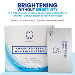 Whitening strips packaging and 7 pouches for daily use
