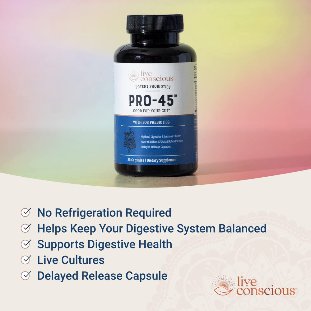 PRO45 with prebiotics and probiotics on label