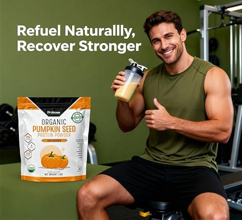 Probase Nutrition pumpkin seed powder ingredient image emphasizes omega fatty acids