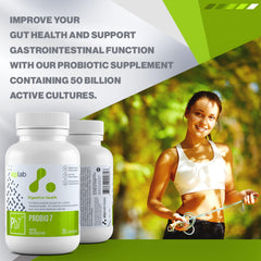 Graphic showing gut health and balance with Probio 7