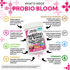 Botanicals including wild Yam, chasteberry, and dong quai for feminine health.