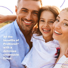 Box and bottle of ProBiora Kids oral-care probiotics