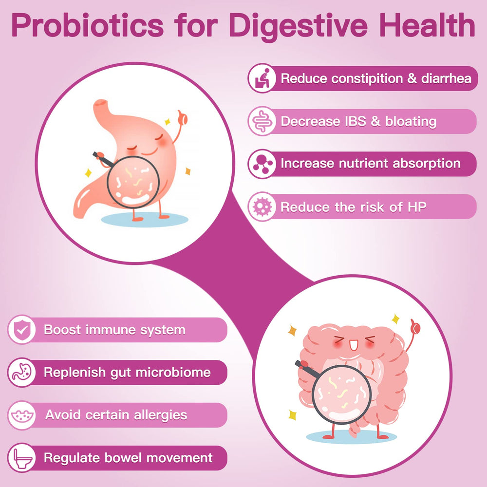 Illustration of digestive health with probiotics concept