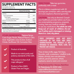 Back label of Cranberry Gummies bottle