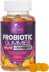 Bottle of probiotic gummies for women and men with 5B CFU label