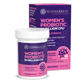 Bottle of probiotic for gut health with 50 billion CFU and 16 strains for women