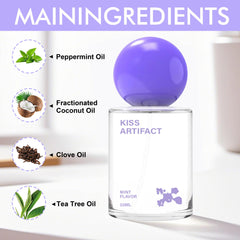 Close-up of probiotic oral spray bottle label