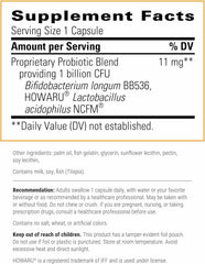 Daily probiotic capsules with Lactobacillus and Bifidobacterium