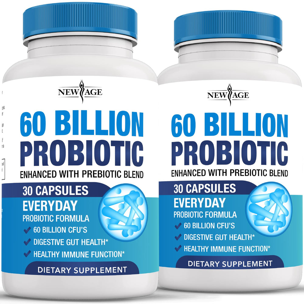 Front view of Probiotics 60 Billion CFU with Prebiotic bottle